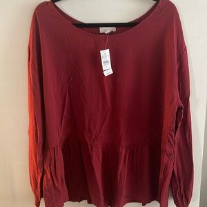 Loft peplum mauve blouse Size XL New with tags
